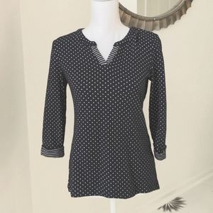 Extra small petite polka dot navy blue Talbot shirt